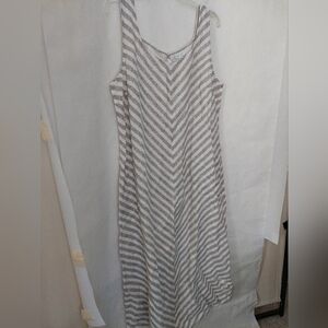 J. Jill Chevron Pattern Maxi Dress - Cream and Brown